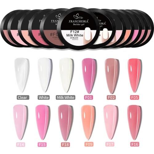 12pcs Poly UV Gel Canned Nail UV Gel Extension Color Nail Gel Nails Art Painting Gel Transparent Naked UV Adhesive Nail Gel