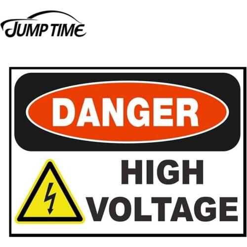 Jump Time 13cm x 9.3cm For Danger High Voltage Vinyl Funny Sticker Car Truck Window Decal Electrical Shock Hazard Car Decorative