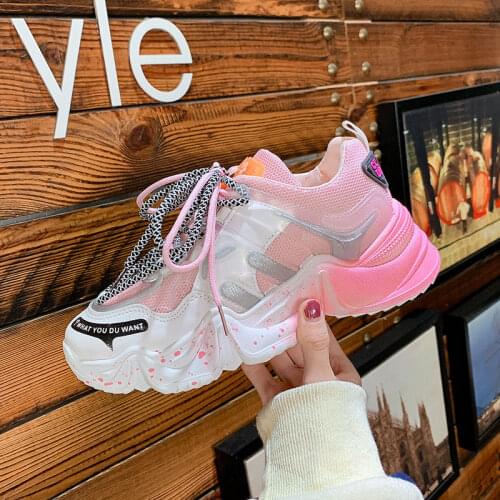 2020 Summer Hollow Colorful Daddy Shoes Womens Shoes Mesh Breathable Net red Ins Super Fire Sandals Increase Thick Bottom Tide