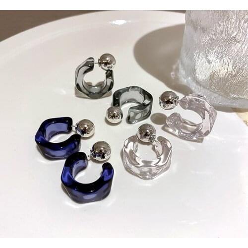 2021 New Korean Transparent Acrylic C Shape Hoop Earrings For Women Fashion Jewelry Geometric Oorbellen Pendientes