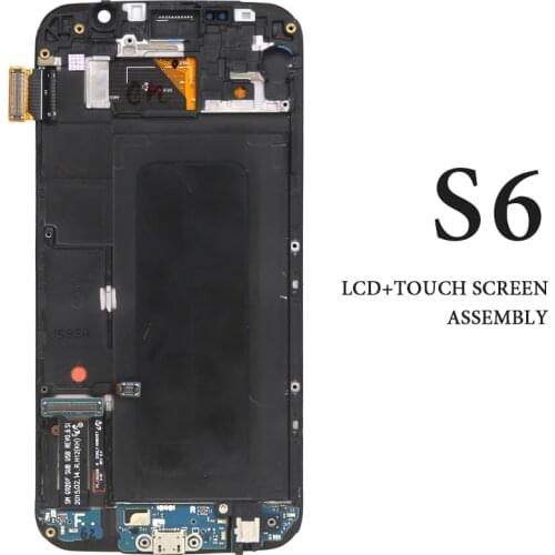 For Samsung S6 LCD with Frame White Blue Gold AMOLED Digitizer Display Touch Screen Assembly G920F G920 LCD