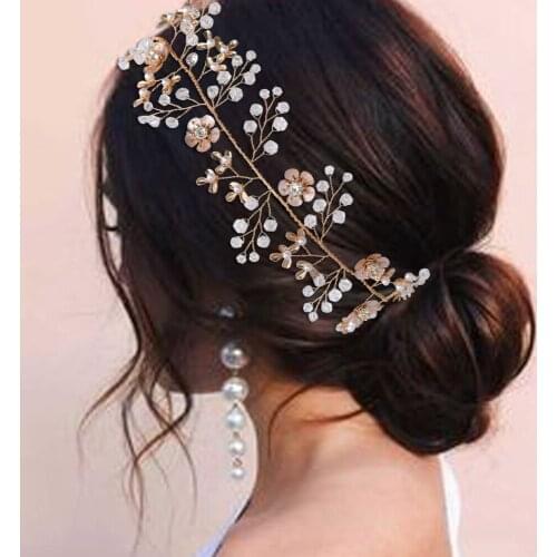 ZMHP356 Rose Gold Alloy Floral Wedding Hair Accessories Bride Headpieces for Bridal Headwear Flower Crown Headband Wreath Bezel