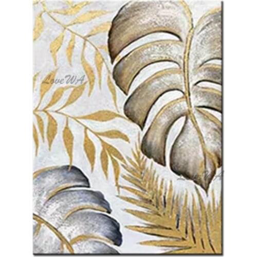 Gold Leaf Foil Art 100% Hand-painted Oil Painting Gold Wall Canvas Art Modern Newest Wall Paintings Picture For Living Room Deco