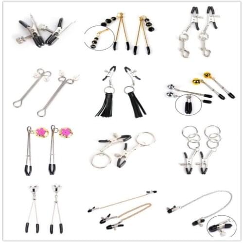 1 Pair Metal Bondage Nipple Clamps Chain Clips Labia Slave BDSM Women Toys Adult Sex Games Breast Clover