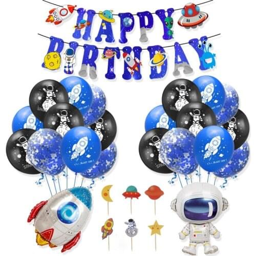 10pcs 12inch Astronaut Rocket Balloon Wave Point Space Balloon Set Birthday Wedding Theme Party ThanksGiving Day Decor Supplies