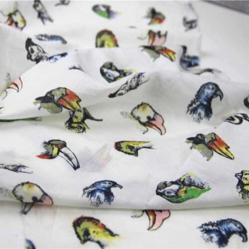 100% Combed Cotton Plain Thin 60S 90*88 White Color Parrot Birds Fine Fabrics For Summer Apparel Dress Shirt Skirt Blouse Craft