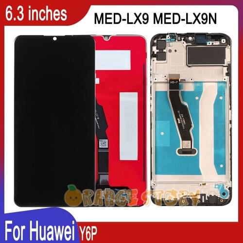 100% Tested Screen For Huawei Y6p 6.3" LCD Display With Touch Screen Y6p (2020) LCD Frame MED-LX9 LX9N Sensor Glass Assembly