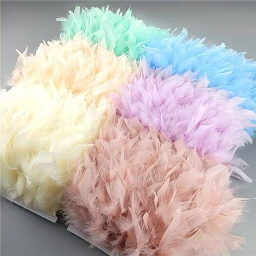 2meters/Lot Turkey Feather Fringe Ribbon Colorful 5-6inch Feathers Trim Dress Plumes Lamp Accessories Wedding Party Decoration