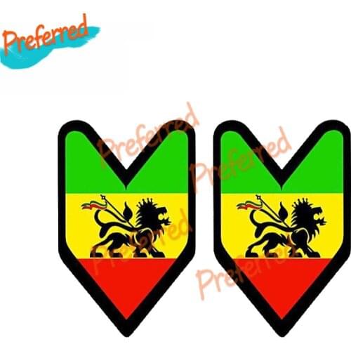 2 X Funny JDM Rasta Flag Decal Motocross Racing Laptop Helmet Trunk Wall Vinyl Car Sticker Die Cutting