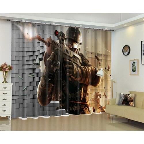 Shooting game Window Blackout 3D Curtains set For Bed room Living room Office Hotel Home Wall Decorative Drape tapestry