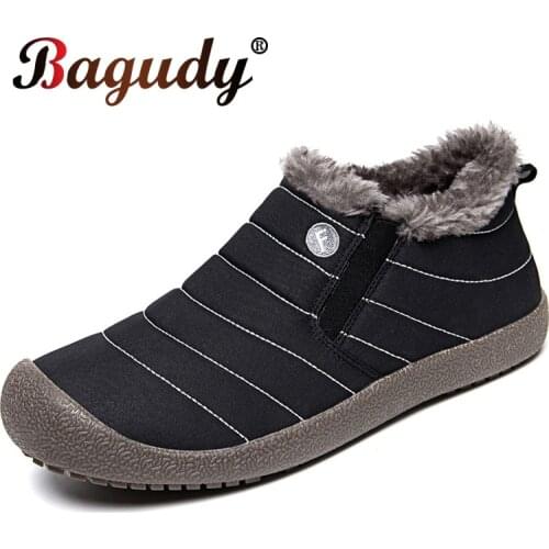 Brand Winter Men Snow Boots Warm Plush Ankle Boots Fashion Waterproof Couple Cotton Boots Men Quality Winter Casual Boots 36-48