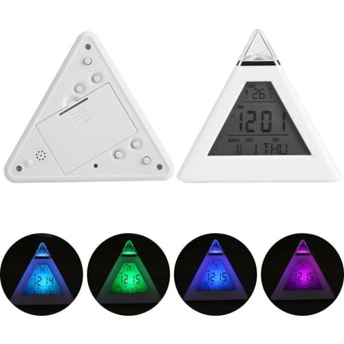 Alarm Clock LED Color Changing Digital LCD Alarm Clock Thermometer Night Light Desktop Table Clocks Dropshipping New