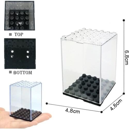 Mini Display Case Box Building Blocks Acrylic Dustproof for Figures Model DIY Bricks ShowCase Black Base Accessories Kids Toys