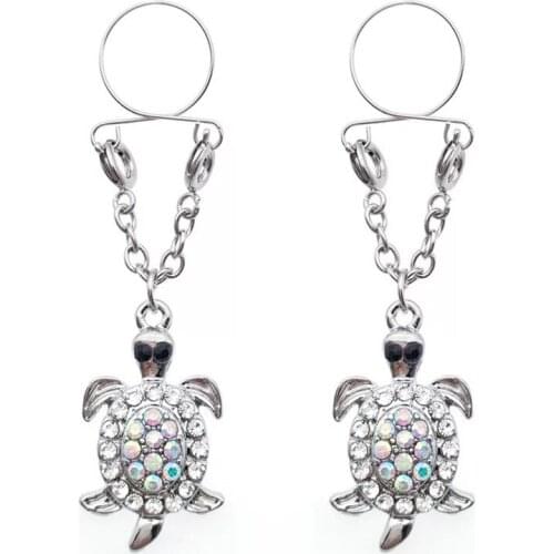 Colorful animal tortoise Non pierced Clip On Nipple Ring Nipple Jewelry Fake Sexy Nipple Ring Dangle Adjustable Body Jewelry