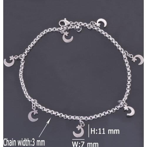 DIY Stainless Steel Anklet Chain with Small Moon and Star Charms Stainless Steel Ankle Bracelet Foot Jewelry A007