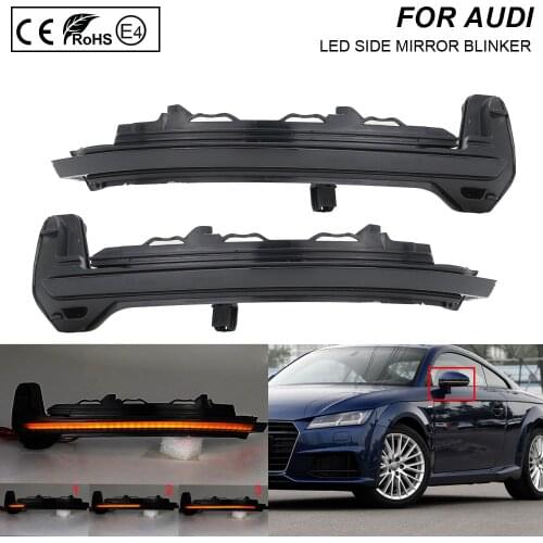 For Audi TT(8S) TTRS(8S) R8 2016-2018 Smoked LED Dynamic Side Mirror Blinker Light Turn Signal Lamp 2X