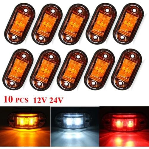 10PCS Amber 2 Led Light Oval Clearance Trailer Car Truck Side Marker Tail Lamp Warning Light Side Marker Lamp 12V 24V led