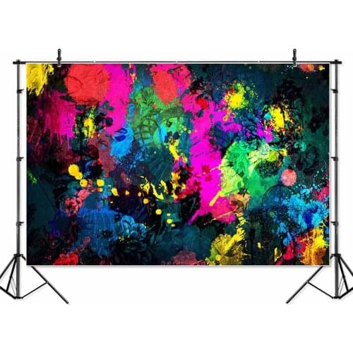 80s 90s Theme Abstract Graffiti Painting Art Photography Backdrops Colorful Neon Glowing Photo Background Party Dec