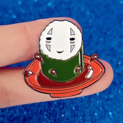 Sushi No Face Coffee Tea Cup Enamel Brooch Pin Metal Badges Lapel Pins Brooches Jackets Jeans Fashion Jewelry Accessories