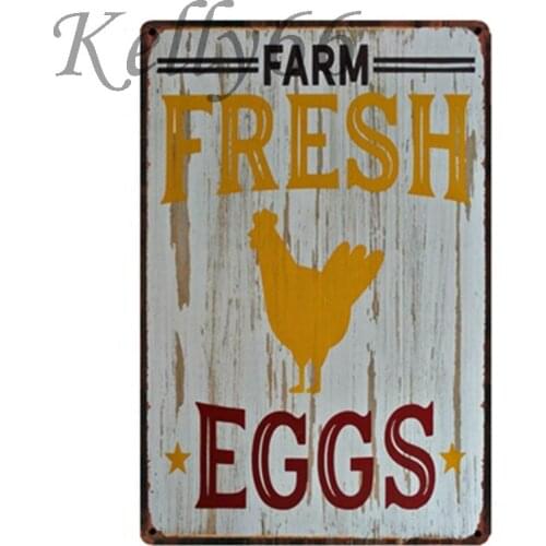 [ Kelly66 ] Fresh EGGS Chicken Farm Metal Sign Tin Poster Home Decor Bar Wall Art Painting 20*30 CM Size y-1436