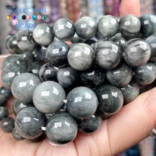 Natural Stone Eagle Eye Round Spacer Loose Bead For Jewelry Making 6-12 MM DIY Bracelets Accessories Wholesale