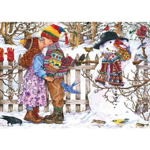 Cute cartoon kiss kid Needlework Sets Cross stitch 14CT Unprinted Embroidery kits Arts Cross-Stitching,DIY Handmade Home Decor