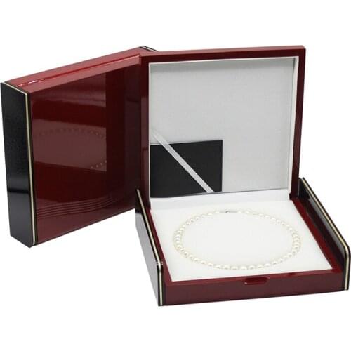 Fashion High Gloss Wood Jewelry Pearl Necklace Box Display Organizer Gift Casket Case