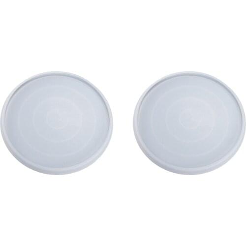 2Pcs Self-Made Round Mirror Dish Set for Plate Coaster Large Tray Silicone Diy Glue Mold