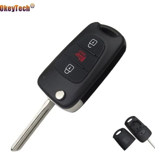 OkeyTech Remote Flip Folding for Hyundai i30 I35 Kia Soul Key Shell Hold 3 Buttons Replacement Fob Uncut Blank Blade Cover Case