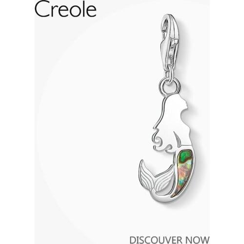 Mermaid Abalone Charms Romantic Pendant,2020 Spring Brand Fashion New Jewelry Cute 925 Sterling Silver Gift for Women Girls