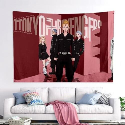 Anime Tokyo Revengers Hanagaki Takemichi Ken Cosplay Props Wall Hanging Hippie Tapestries Wall Cloth Carpet Bed Cover Home Decor