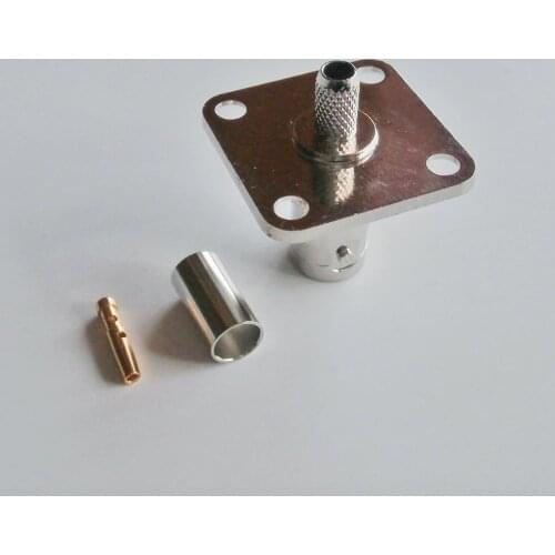 RF Q9 BNC Connector BNC Female With 4 Hole Flange Panel plug Crimp For LMR195 RG58 RG142 RG223 RG400 Cable Brass Adapters