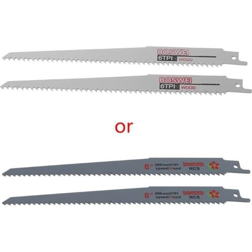 2pcs High Carbon Steel 6TPI 200mm Reciprocating Saw Blade For Cutting Metal Wood