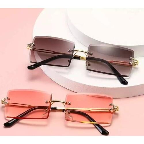 ONEVAN High Quality Square Sunglasses Women Small Frame Rimless Sunglasses Women/men Fashion Luxury Gradient Shades Gafas De Sol