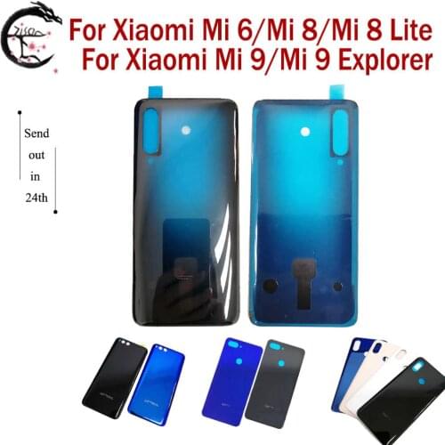 Battery Cover For Xiaomi Mi 6 8 Lite 9 Explorer Phone Glass Back Cover Mi6 Mi8 Mi8Lite Mi9 9Explorer Battery Housing Replacement