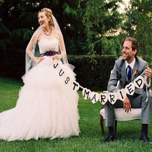 Just Married Banner Car Sign Vintage Wedding Bunting Banner Garland Handmade Photo Booth Props Event Party Supplies