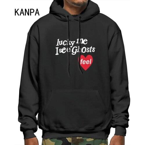 Kanye West Graffiti Letter Print Plus Sweatshirt Men Harajuku Hoodie Hip Hop Stranger Things Hooded Hoodies black lucky me