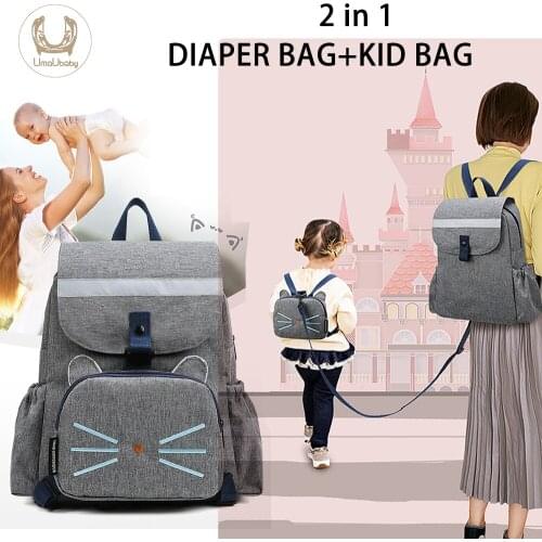 UmaUbaby Diaper Bag for Mom Baby 2 In 1 Diaper-Bag+Kid-Bag Fashion Mommy Bag Waterproof Backpack Baby Care Nappy Bag Baby Bag