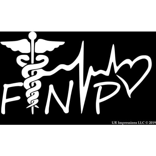 UR Impressions 7.5in. Family Nurse Practitioner FNP Caduceus Lifeline Heart Decal Vinyl Sticker Graphics for Cars Trucks 15*15cm