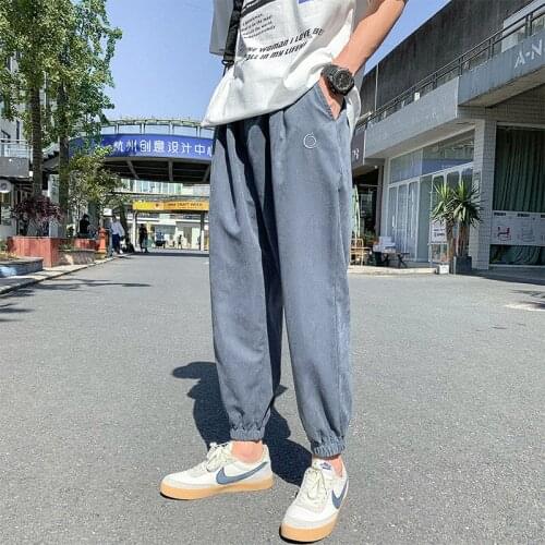 Spring Thin Sports Beam Pants Mens Loose Student Straight Wide Leg Casual Pants Men Sweatpants