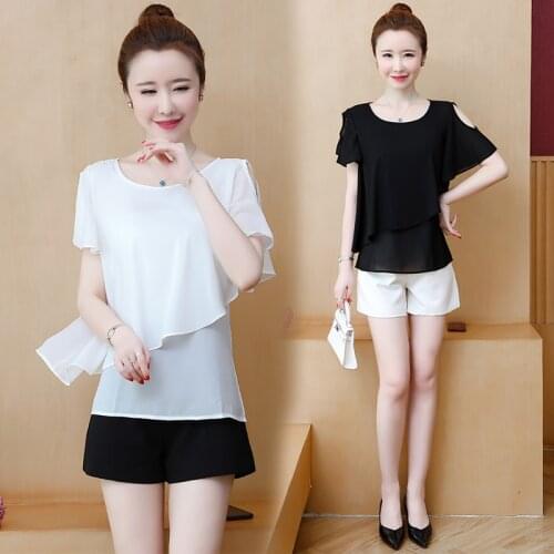 New Ruffles Women Tops Fashion 2020 Womens Summer Chiffon Blouse Plus Size 7XL 8XL Batwing Short Sleeve Casual Shirt