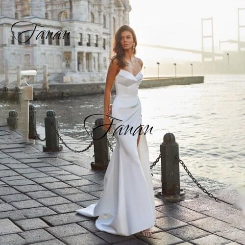 Strapless Backless Mermaid Wedding Dresses High Side Slit Simple Floor Length Bridal Gown robe de soirée de mariage платье