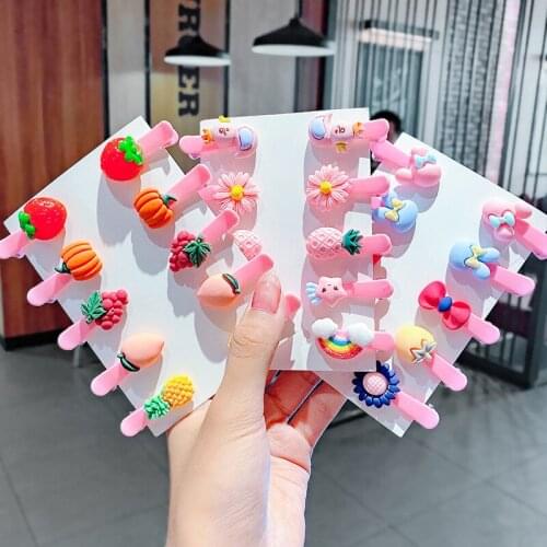 10pcs/Set Girls Sweet Hair Clip for Girls Cute Cartoon Hairpins Animal Fruit Colorful Hairgirps Barrettes Kids Hair Accessories