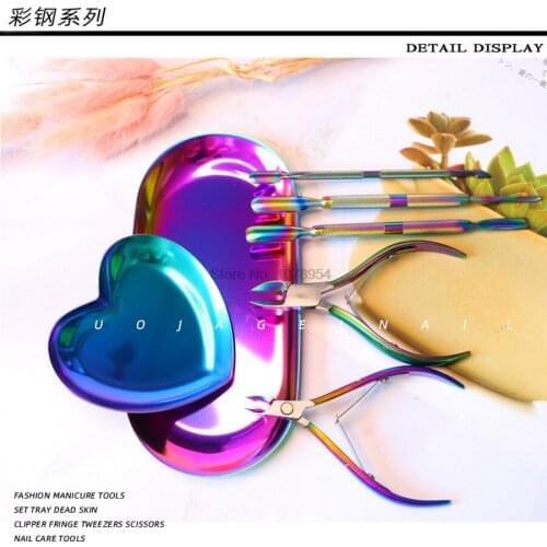 100pcs Nail jewelry love-shaped tray ins style nail shop swing storage tray color stainless steel desktop tray