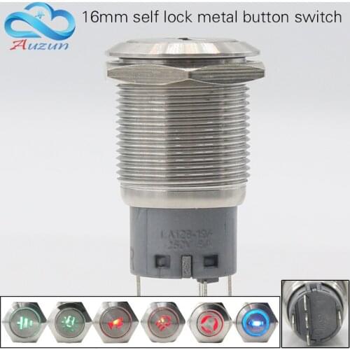 The 16MM self locking button switch instantaneous 3A The arrow The doorbell Grounding mark Headlight logo Can be customized