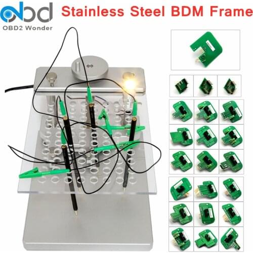 22pcs BDM Adapters Stainless LED BDM Frame with 4 Probe Pens Full Set For K-TAG FGTECH V54 ECU Programmer Free Shipping