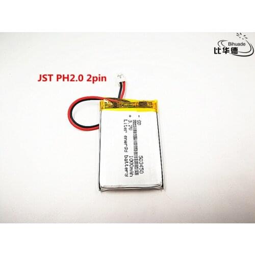 5pcs/lot JST PH 2.0mm 2 pi Good Qulity 3.7V,1000mAH,503450 Polymer lithium ion / Li-ion battery for TOY,POWER BANK,GPS,mp3,mp4