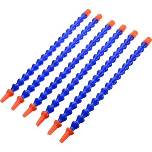 6pcs 1/4 Plastic Round Nozzle Coolant Pipes Adjustable Flexible Water Oil Coolant Pipe Hoses 300mm For Lathe Milling CNC Machine