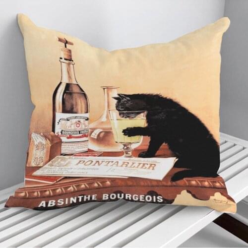 Absinthe Bourgeois Cat Ad Throw Pillows Cushion Cover On Sofa Home Decor 45*45cm 40*40cm Gift Pillowcase Cojines Dropshipping