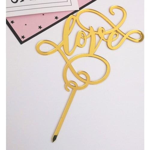 Acrylic Love Wedding Cake Topper Happy Birthday Cake Topper For Cupcake Birthday Party Decoration